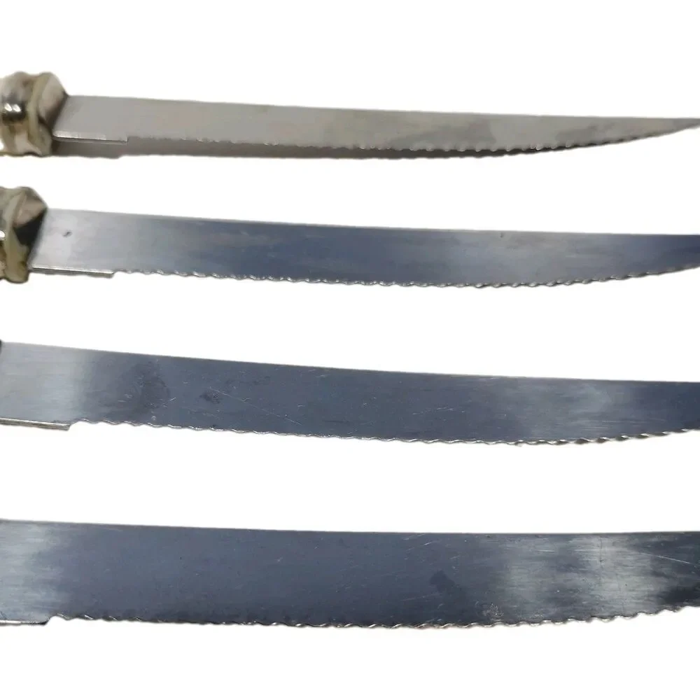 Vintage Quikut Steak Knives Set Of 4 Cream Ivory Handle Serrated USA MCM